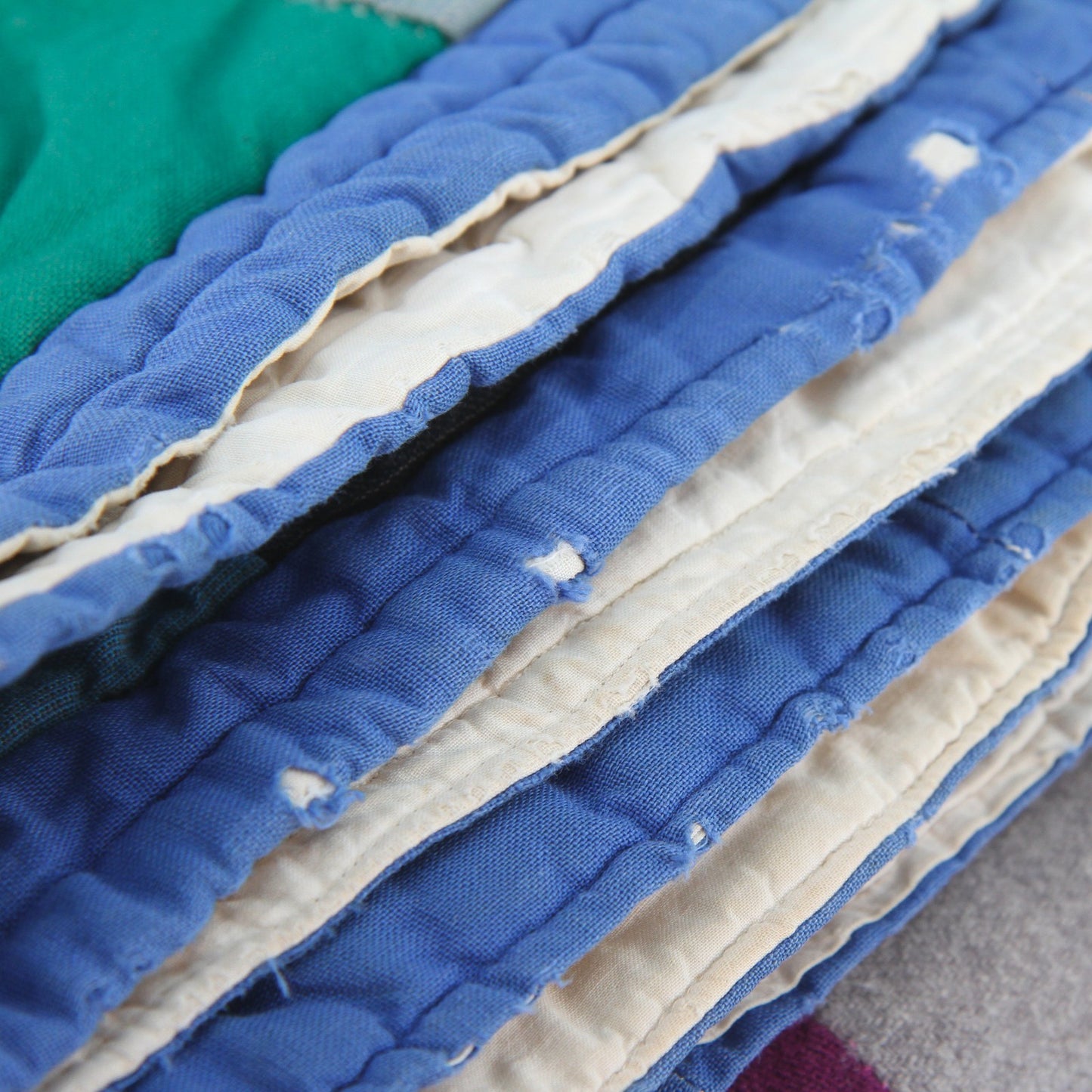Vintage Hand Sewn Quilt Bed Cover Heavy 5.65LB 56W X 76L