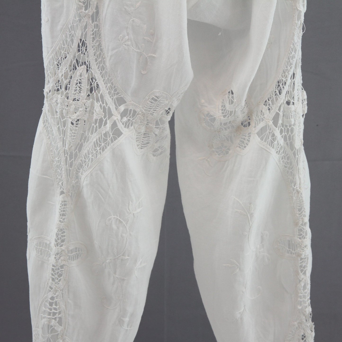 White Linen Womens Pant Suite, Matching Separates, Battenberg Lace