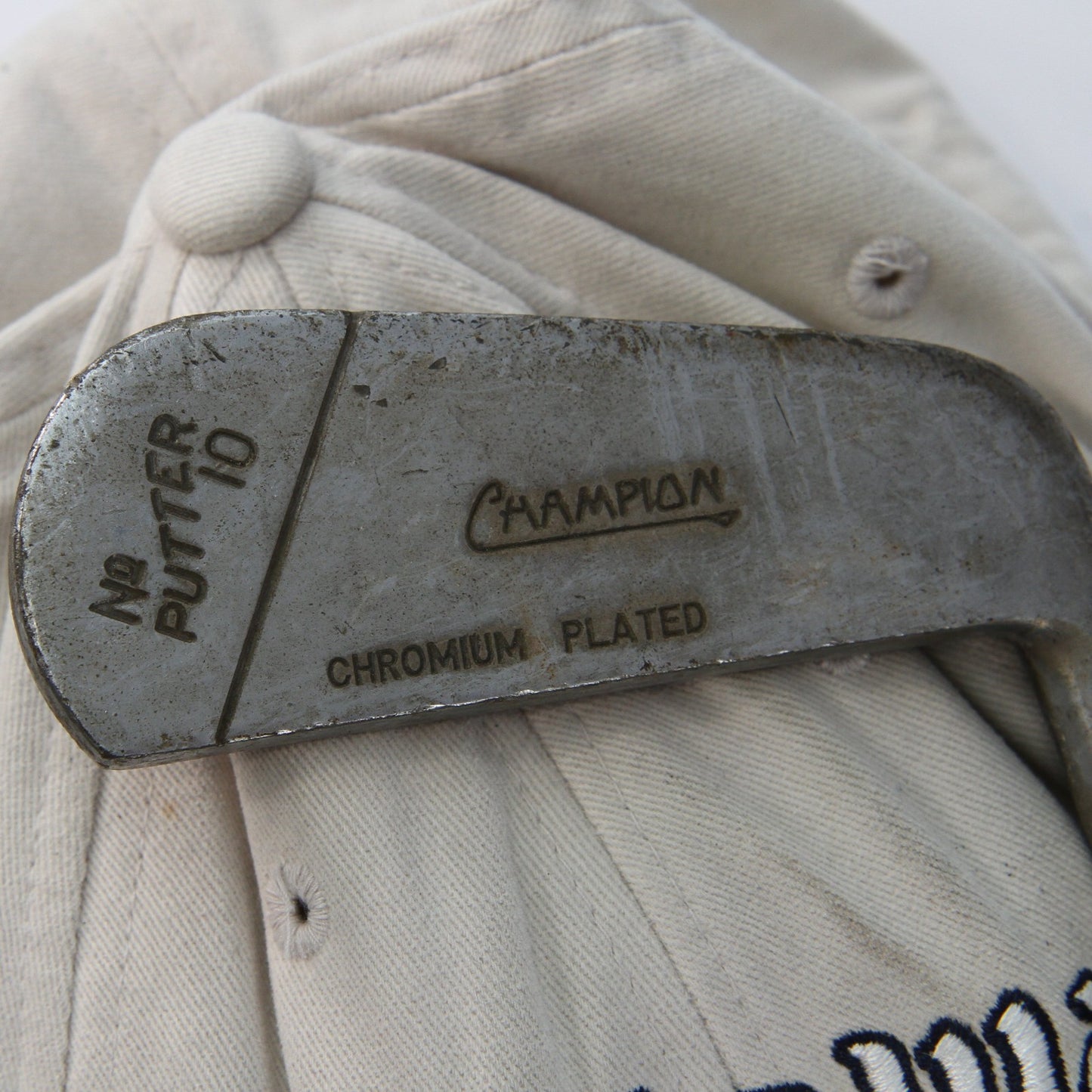 Vintage Champion Chrome Plated Hickory Shaft Leather Grip No 10 Putter