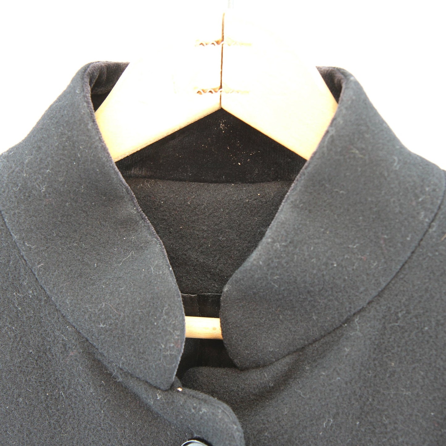 Vintage Designer Luba WomensBlack Wool Coat Princess Swing Mandarin Collar Small