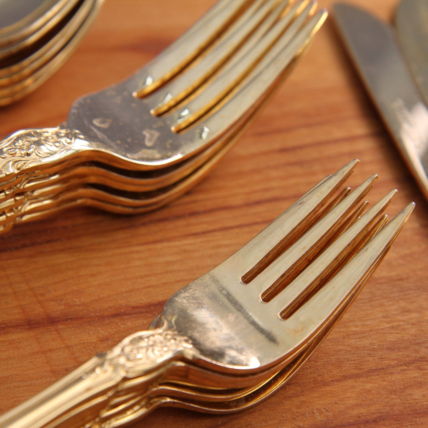 Six Place Settings Everbrite ENS28 Flatware In Gold Plate Japan