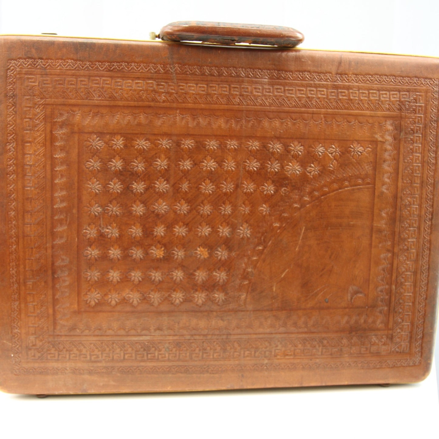 Vintage Flores Bags Embossed Leather Hard Side Briefcase for Refurb