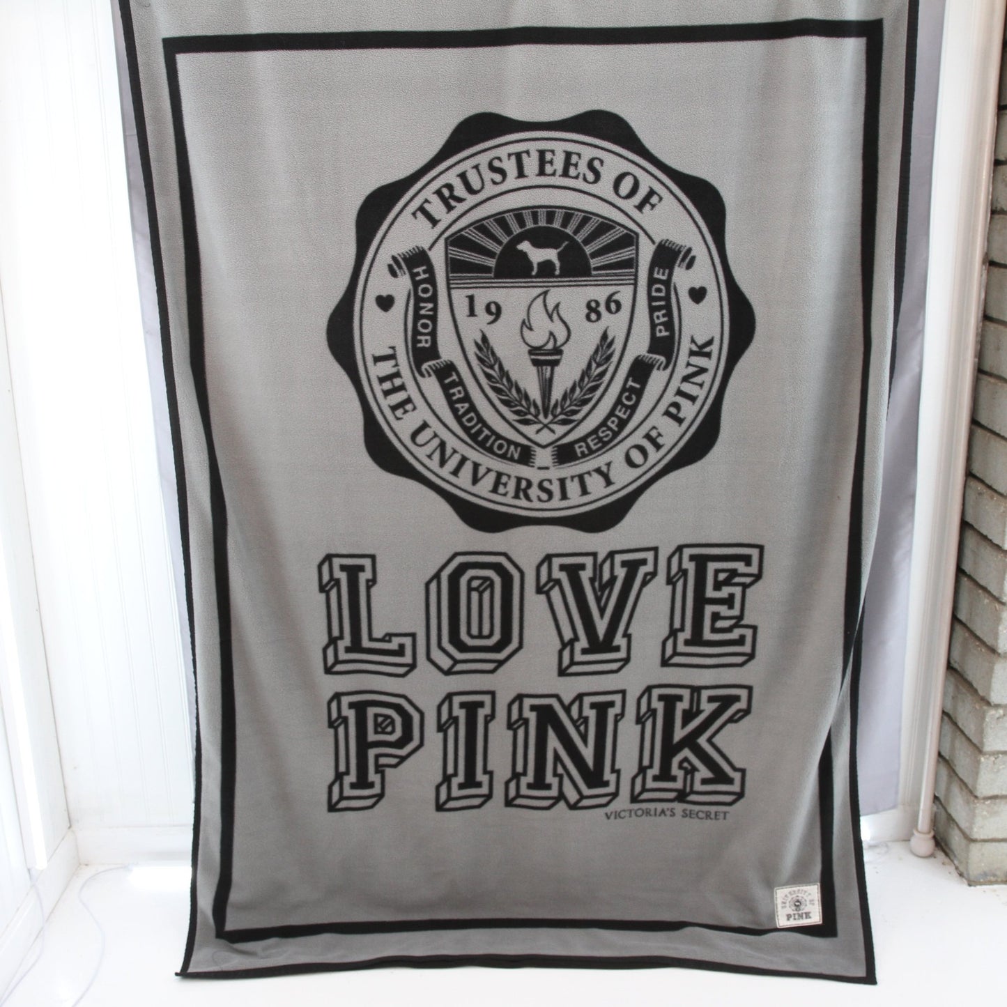 Vintage Victoria's Secret University ofPink Reversible Blanket Throw 52"W X 72"L