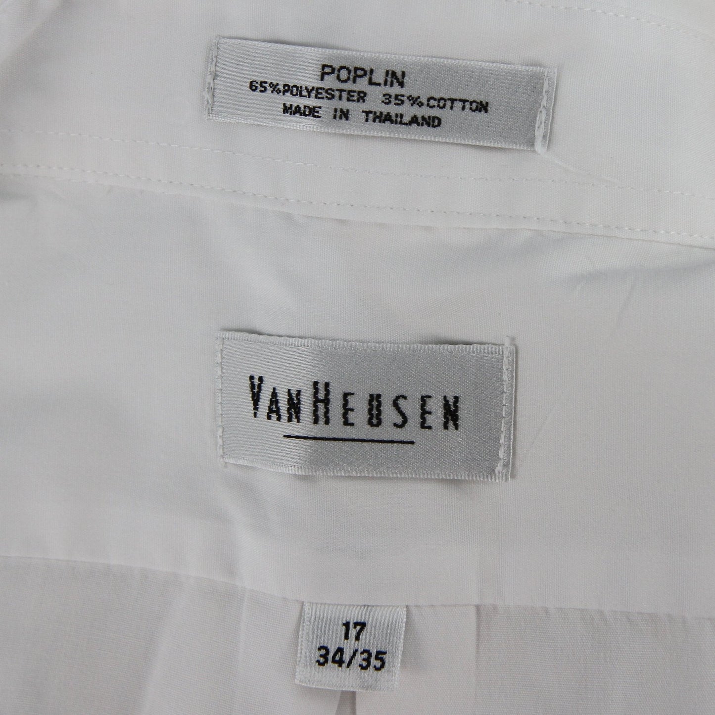 Van Heusen Poplin Mens White Dress Shirt Polyester/Cotton 17 34/35