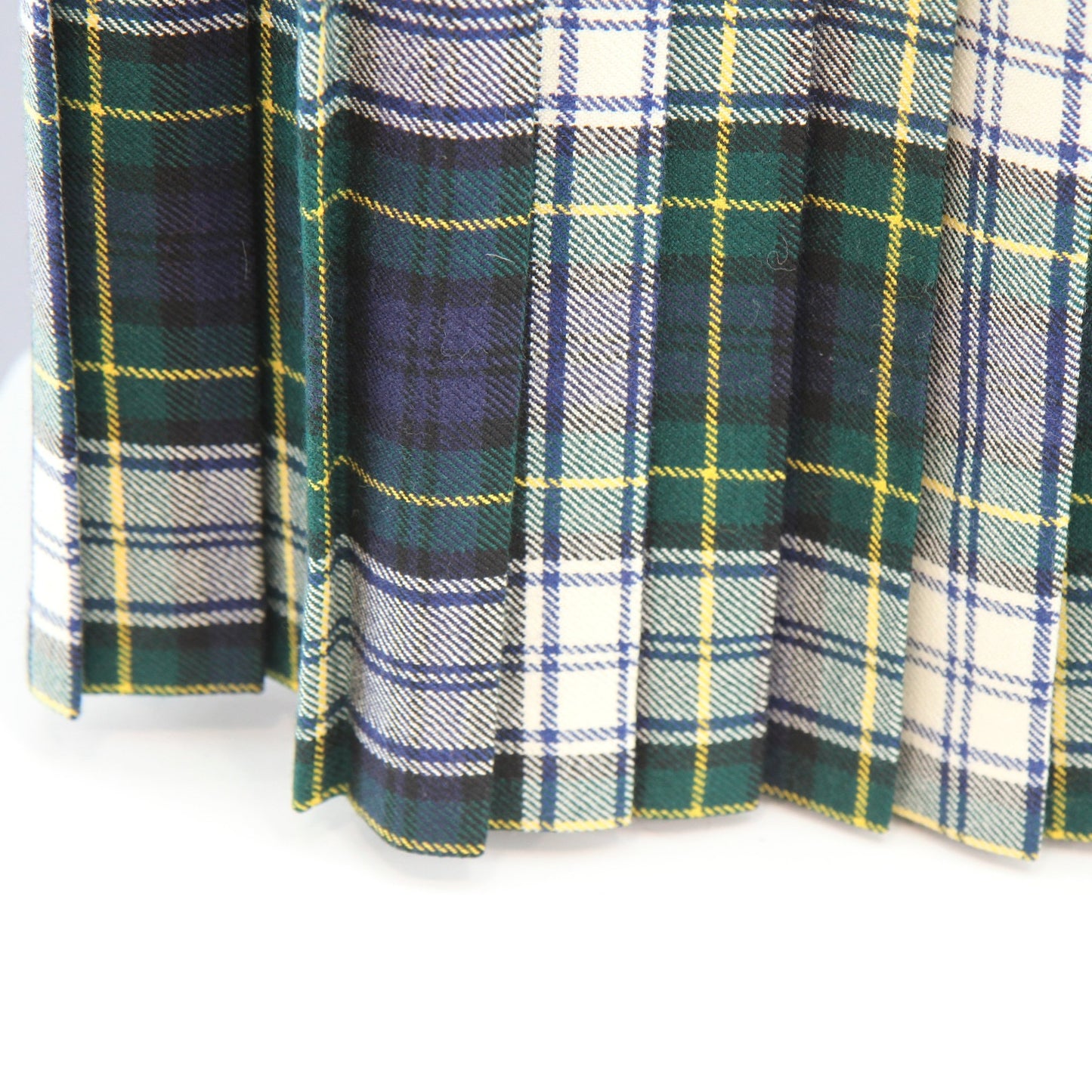 Laird-Portch Gordan Tartan Plaid Skirt Pleated Flat Front Leather Belt Waist 24"