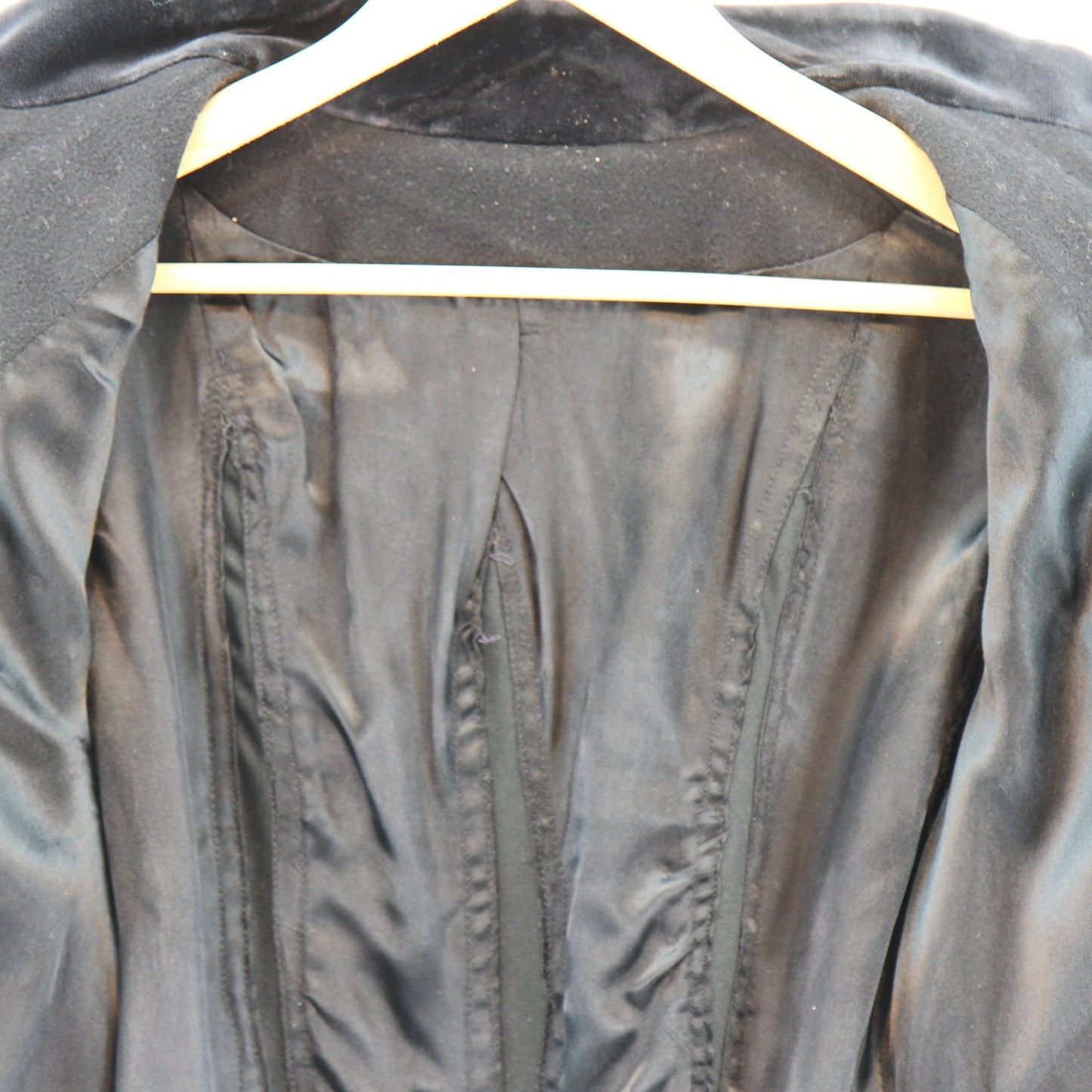 Vintage Designer Luba WomensBlack Wool Coat Princess Swing Mandarin Collar Small
