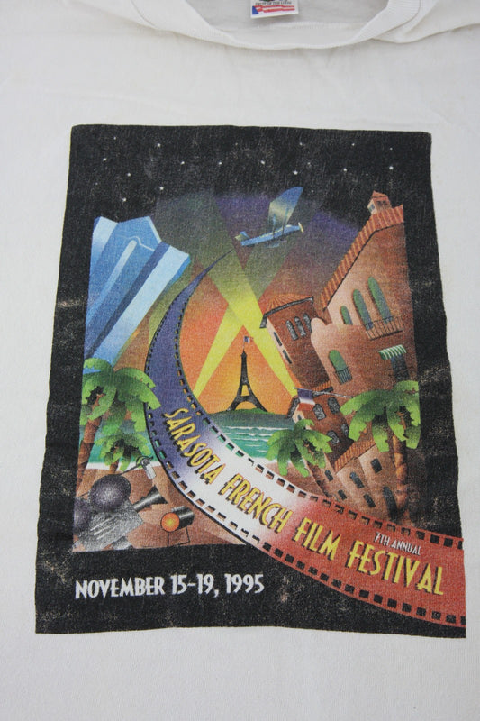Pair Vintage Tee Shirts Sarasota French Film Festival 7th 1995  & 8th 1996 XL