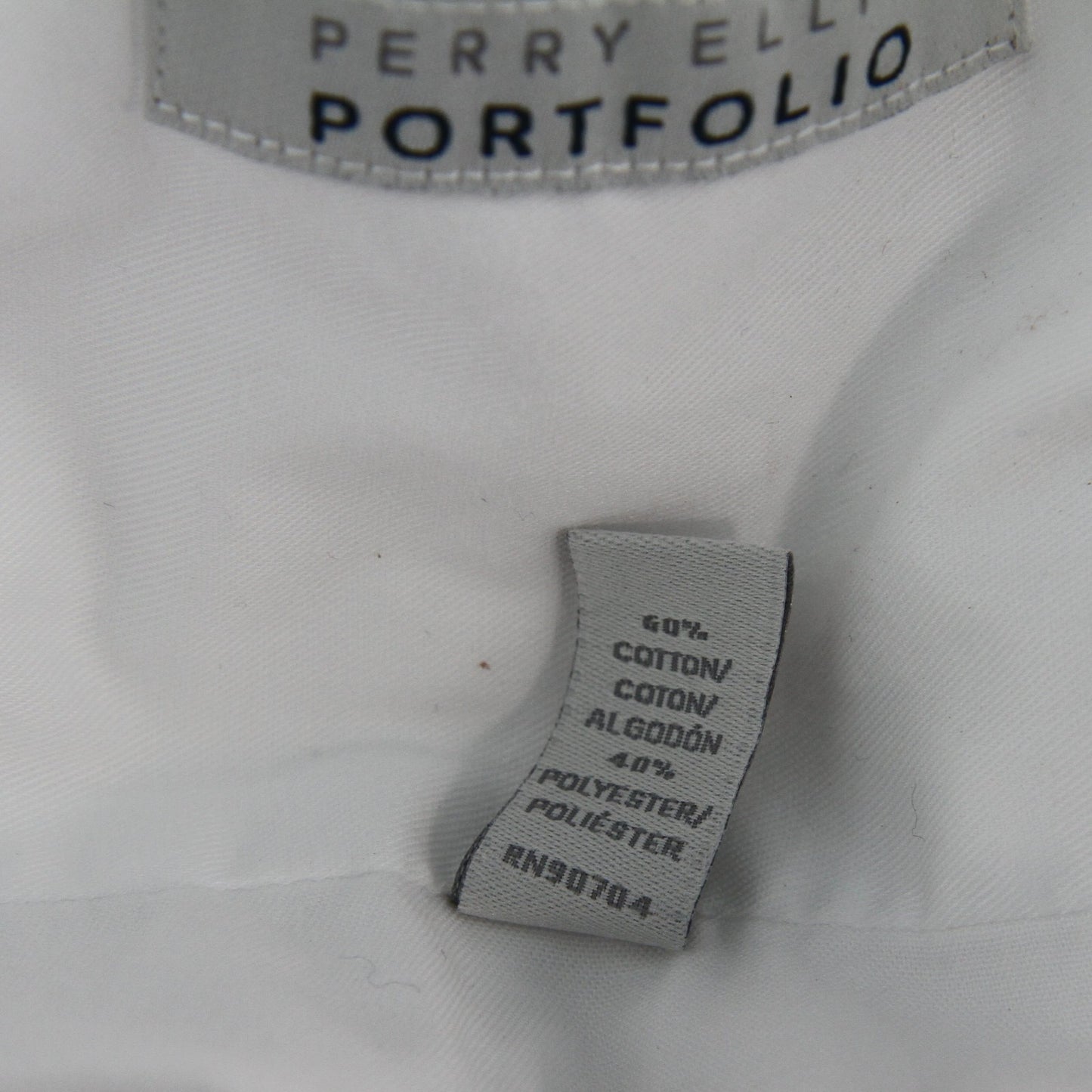 Perry Ellis Portfolio Mens White Cotton/Polyester Dress Shirt 16 1/2 x 34/35