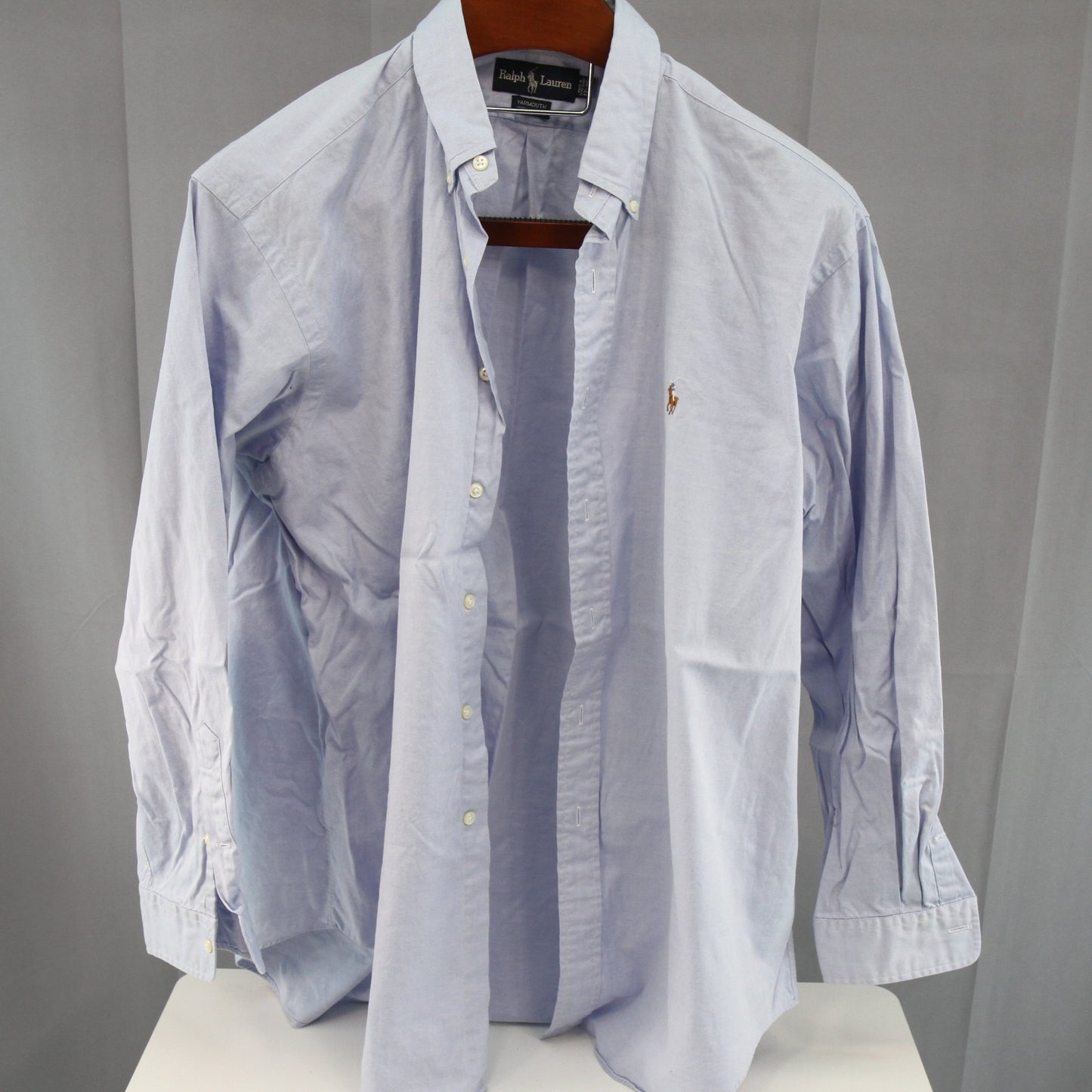 Ralph Lauren Yarmouth 100% Cotton Mens Button Down Blue Dress Shirt 17 35