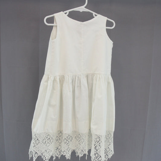 Vintage Childs Long White Dress Slip Hand Made Lace Hem