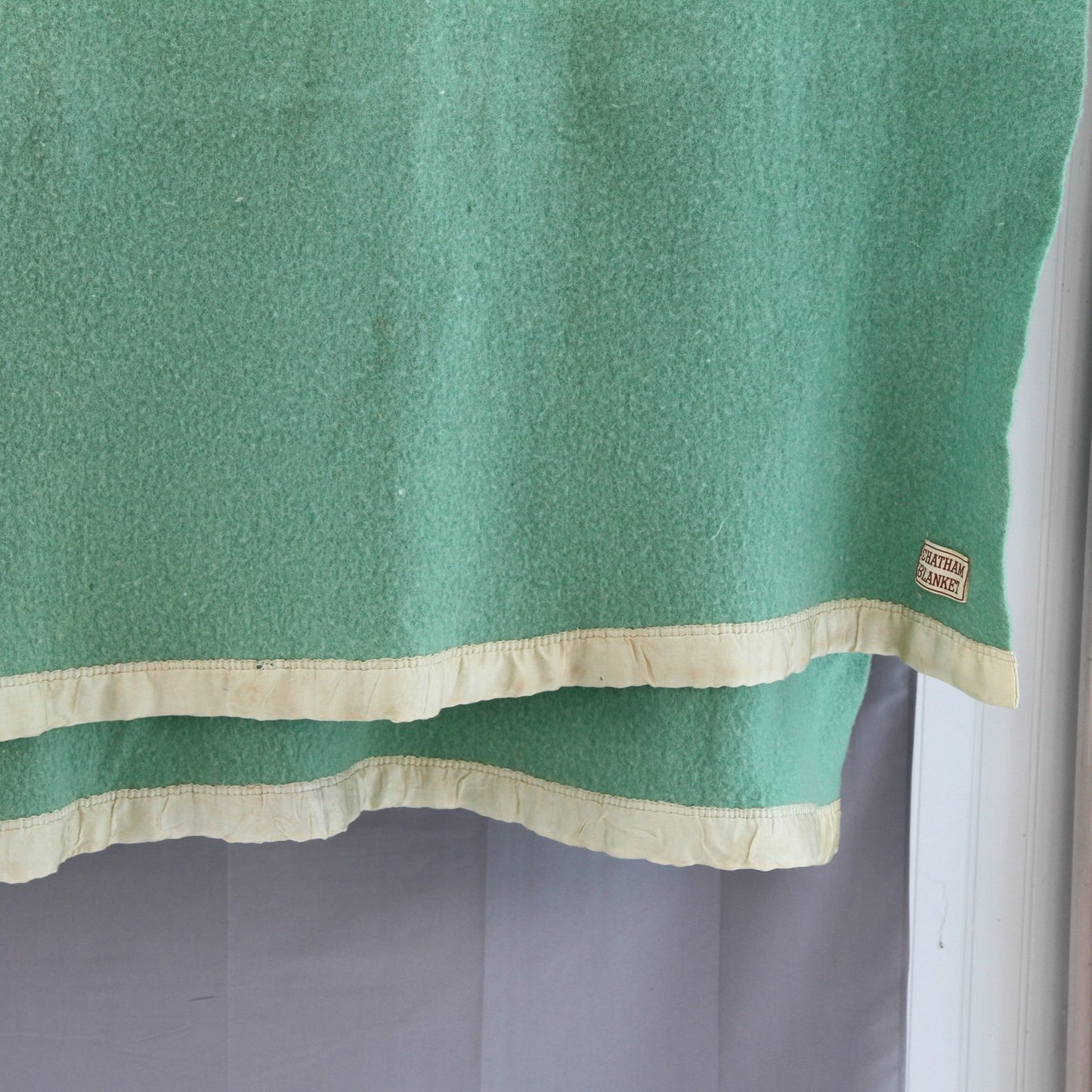 Vintage Chatham Wool Blanket Solid Green 56W X 68L