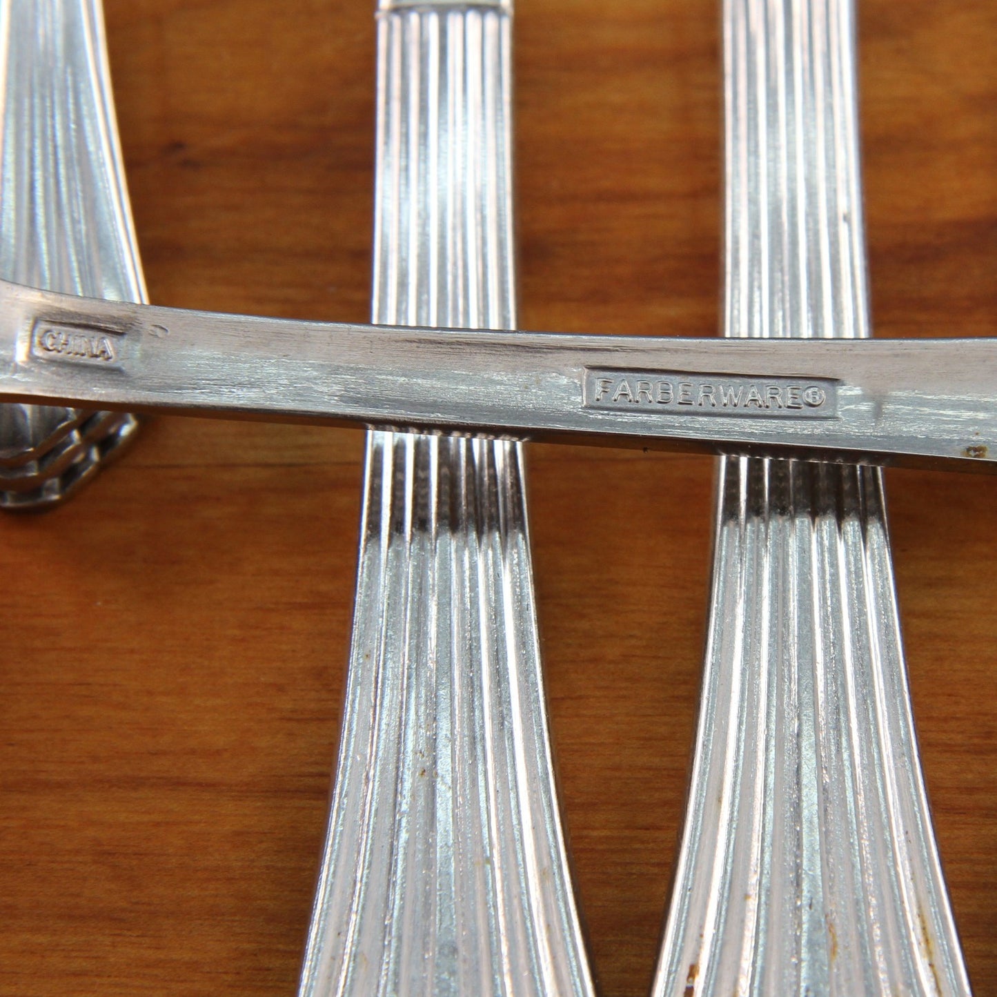 Four Place Setting Farberware Heron SS  Glossy w/Shrimp Butter Sugar Serving Set