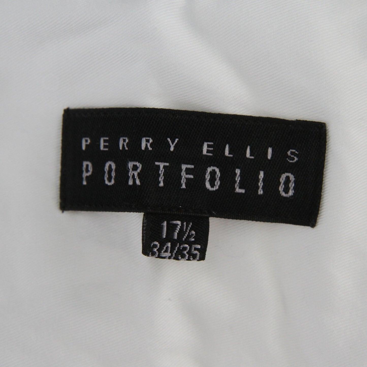 Pair (X2) Perry Ellis Portfolio Mens White Cotton Dress Shirt 17 1/2 x 34/35