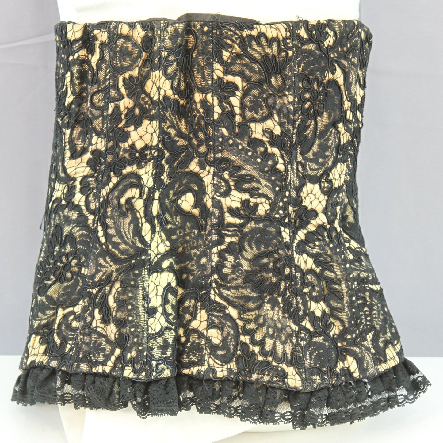 Vintage Mid Century Black Lace Satin Circus Performer Bustier