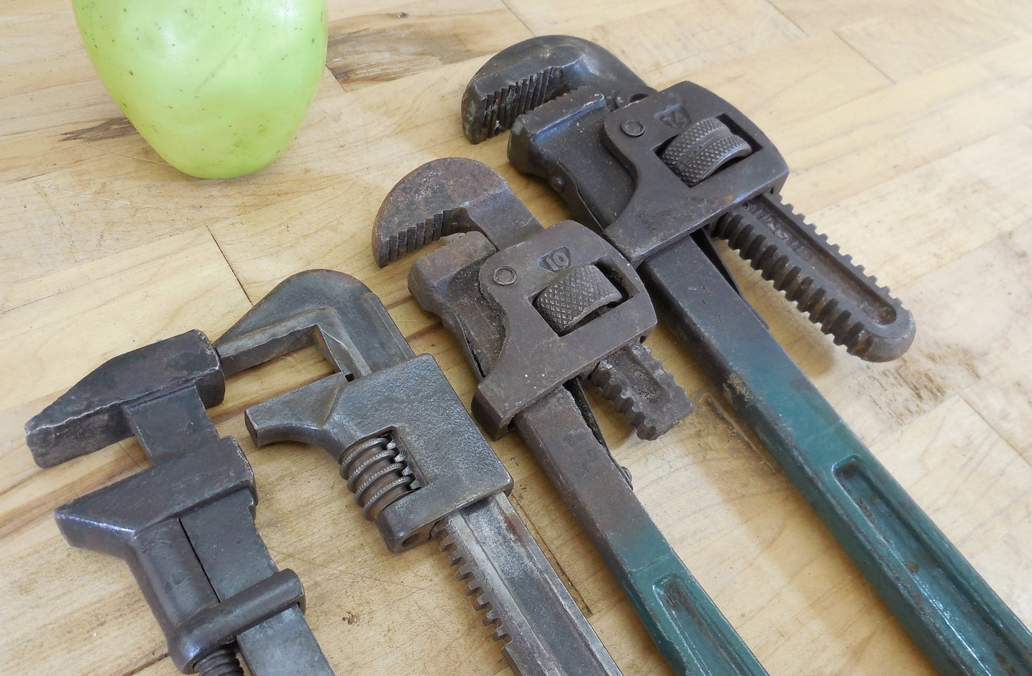 Estate 4 Lot Adjustable Monket Pipe Wrenches Rigid 10 14 Coes 8 Auto 9