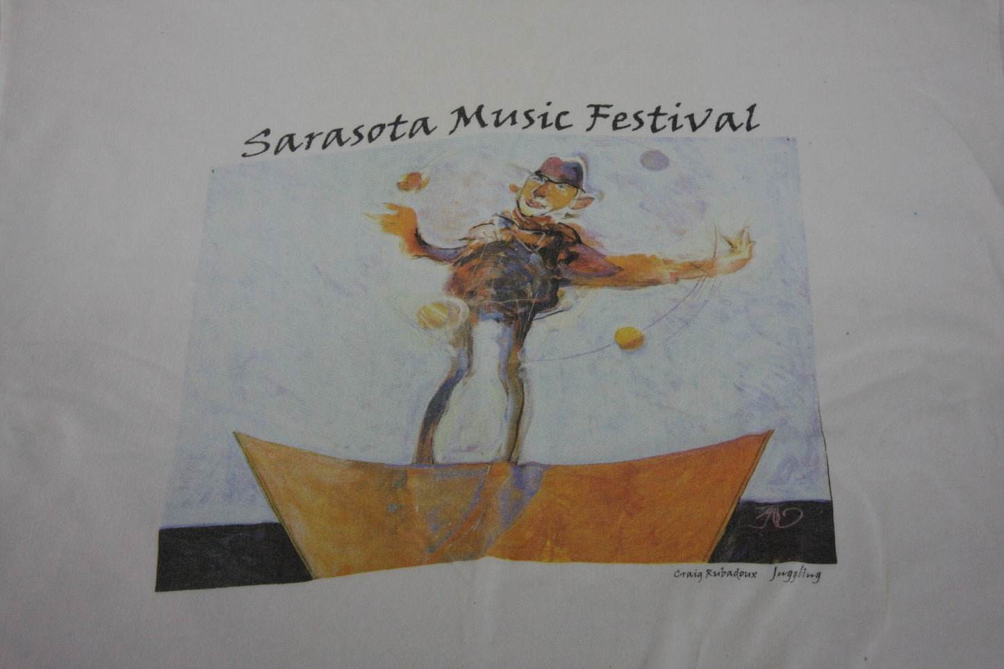 Pair Vintage Stagehand XL Tee Shirt Sarasota Music Festival 1990s Craig Rubadoux