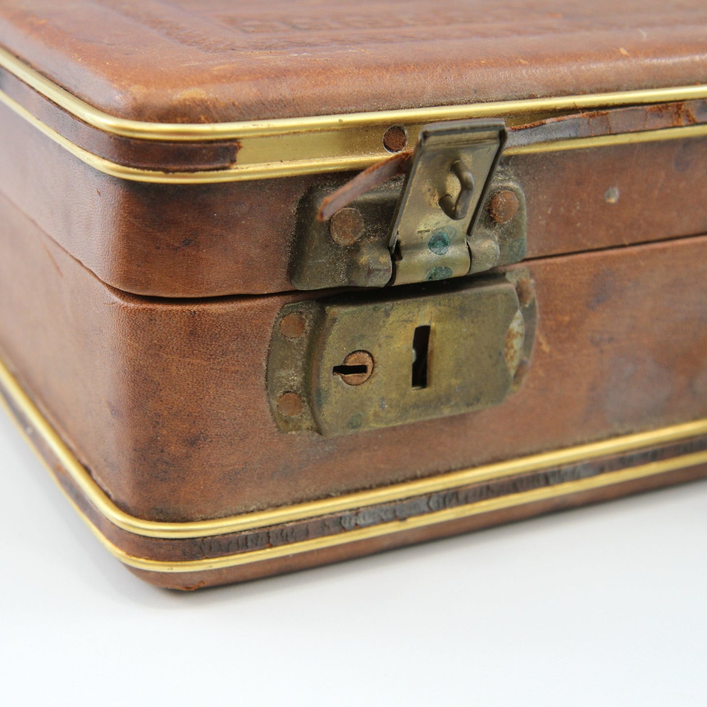 Vintage Flores Bags Embossed Leather Hard Side Briefcase for Refurb