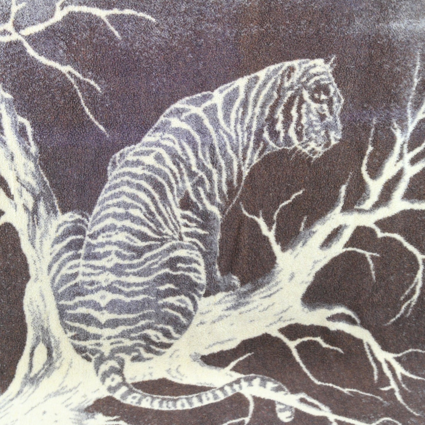 Vintage Unbranded Tiger In A Tree Hi Pile Acrylic Blanket Throw  52"W X 82"L