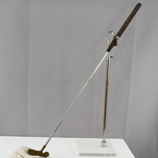 Acushnet Bulleye John Ritter Jr OS M5P Putter Brass Mallet Leather Grip Ambidex