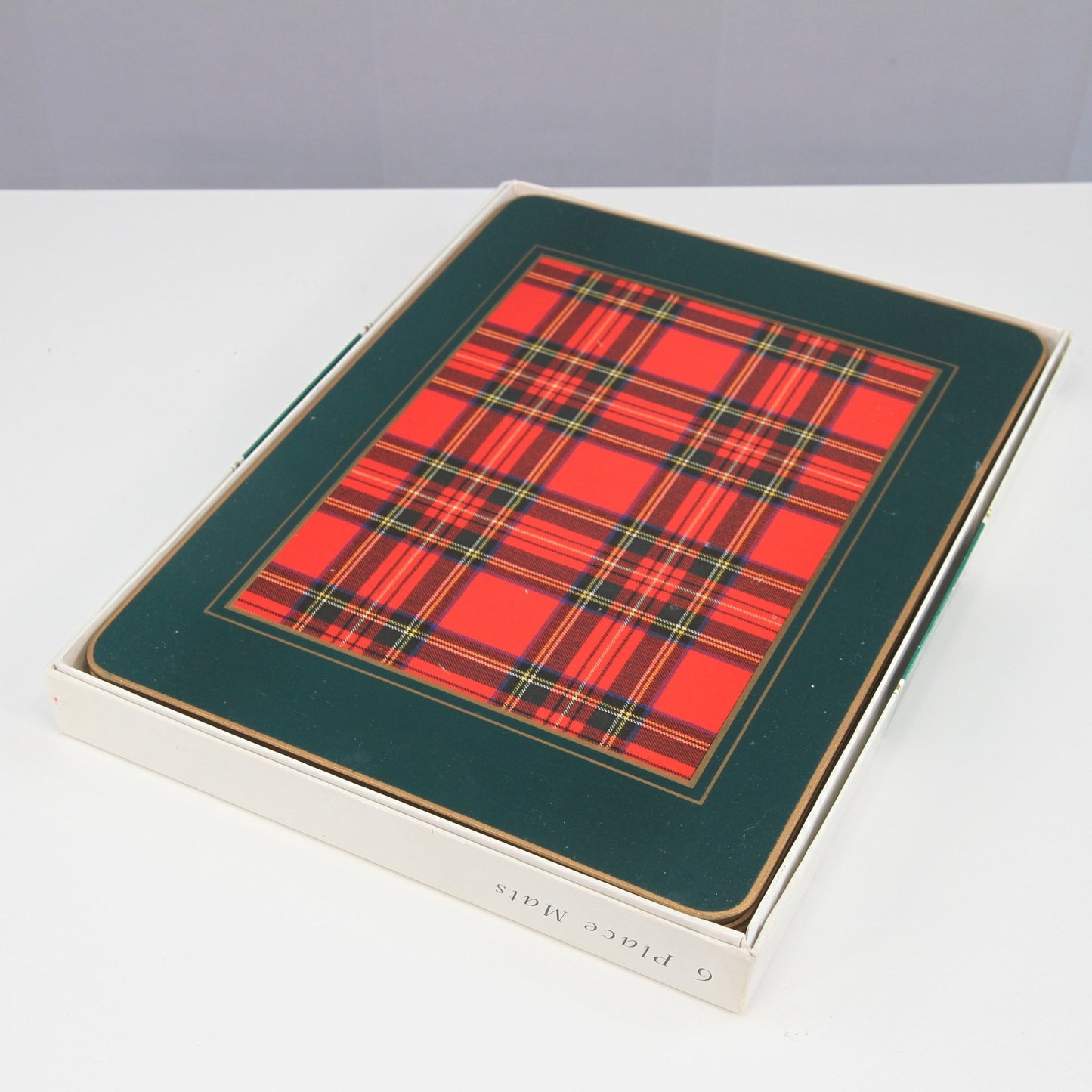 Manor Craft 6 Place Royal Stewart Tartan Plaid Place Mats Vinyl Tops Cork Backs