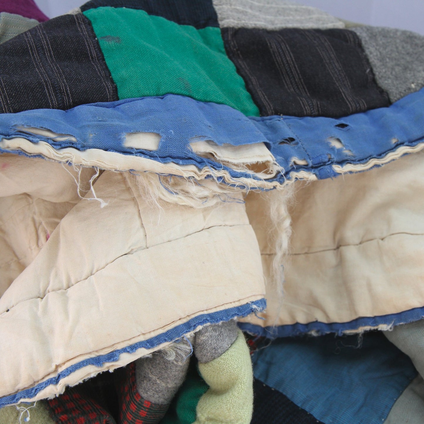 Vintage Hand Sewn Quilt Bed Cover Heavy 5.65LB 56W X 76L