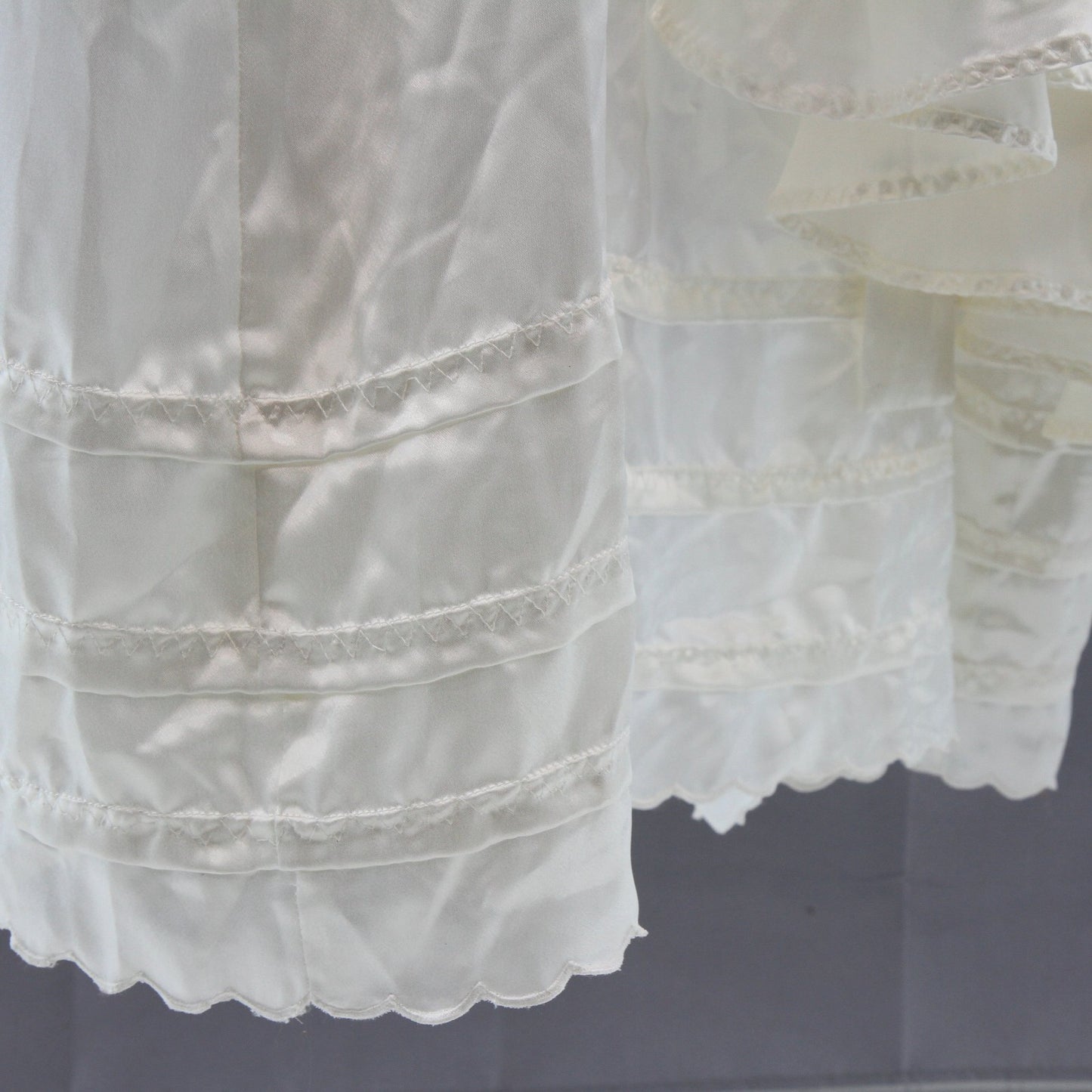 Vintage Bill Tice 1980s Gown & Negligee Peignoir White Ivory Lace Pearls S M