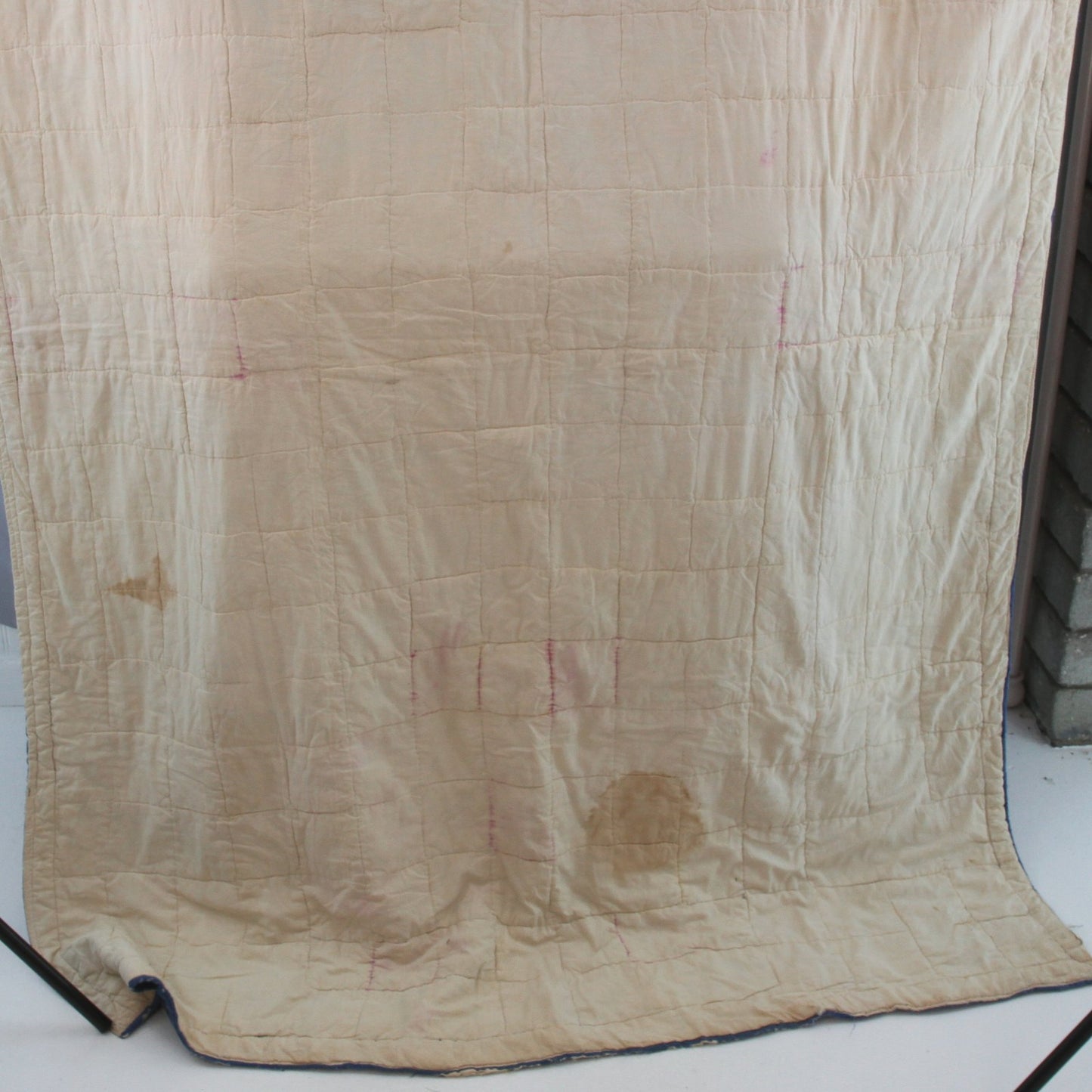 Vintage Hand Sewn Quilt Bed Cover Heavy 5.65LB 56W X 76L