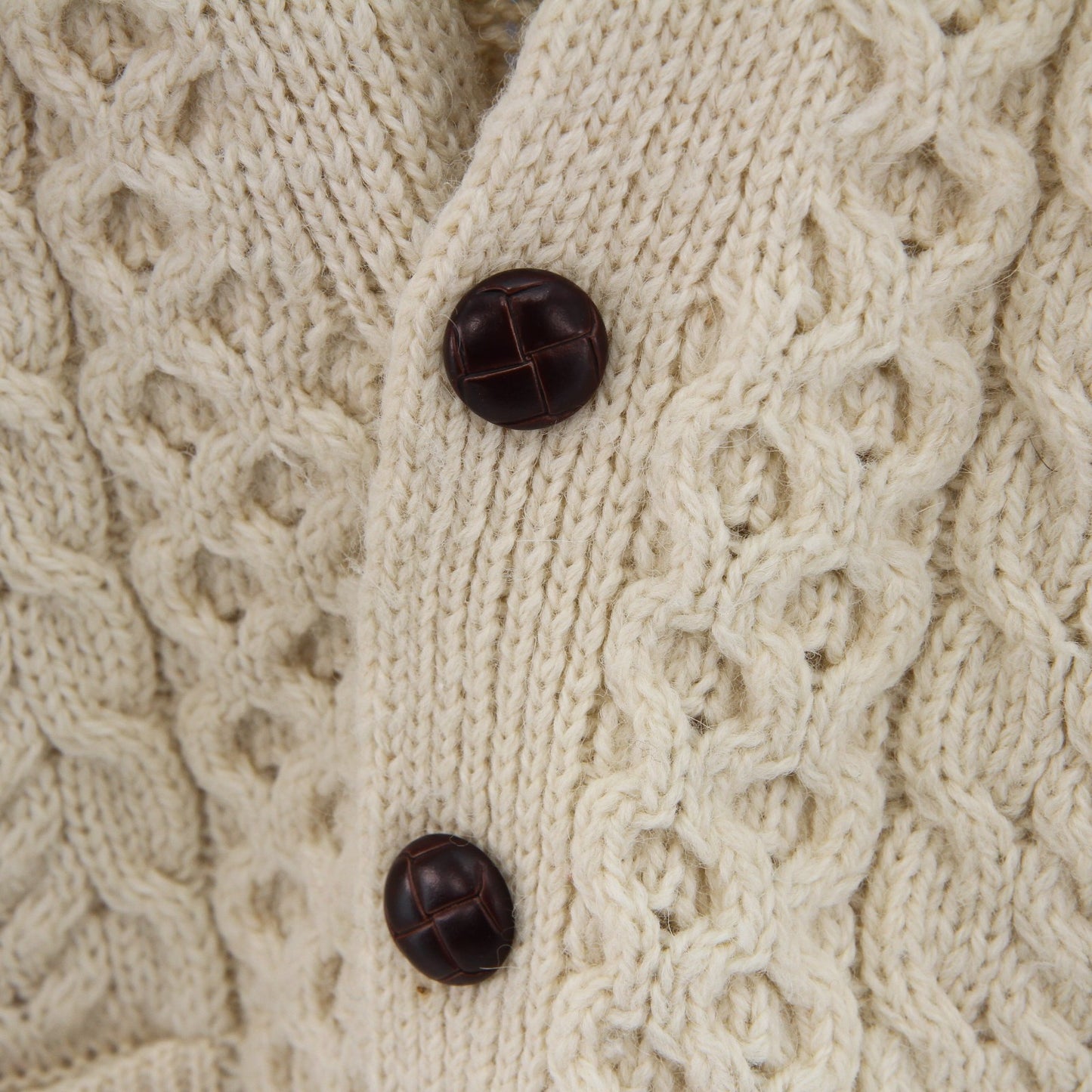 Vintage Orvis Mens Fisherman Aran Wool Knit Cadigan Sweater Ireland 4 Button