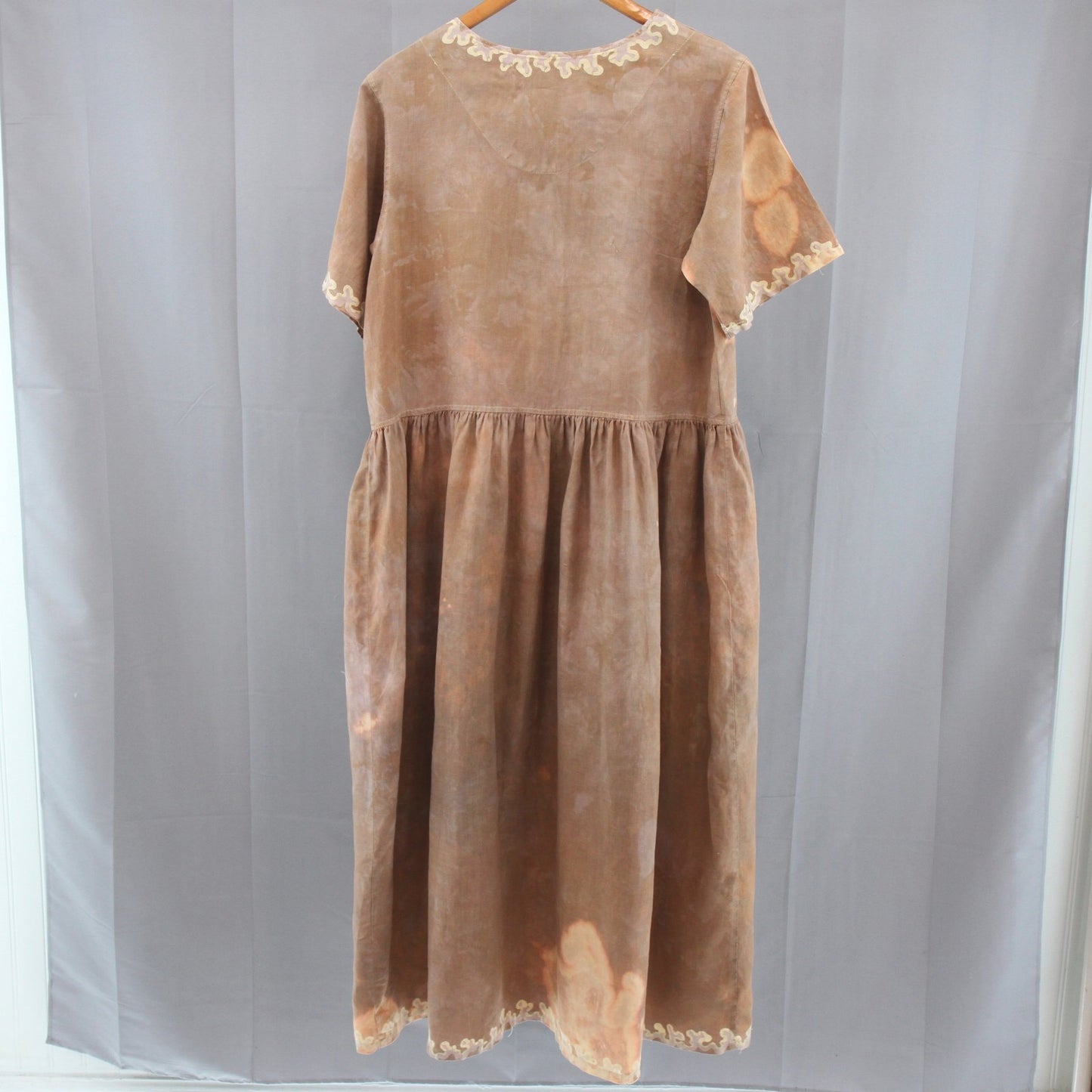 Vintage Eddie Bauer Womens Tied Dye Linen Dress Drop Waist Hong Kong M/M
