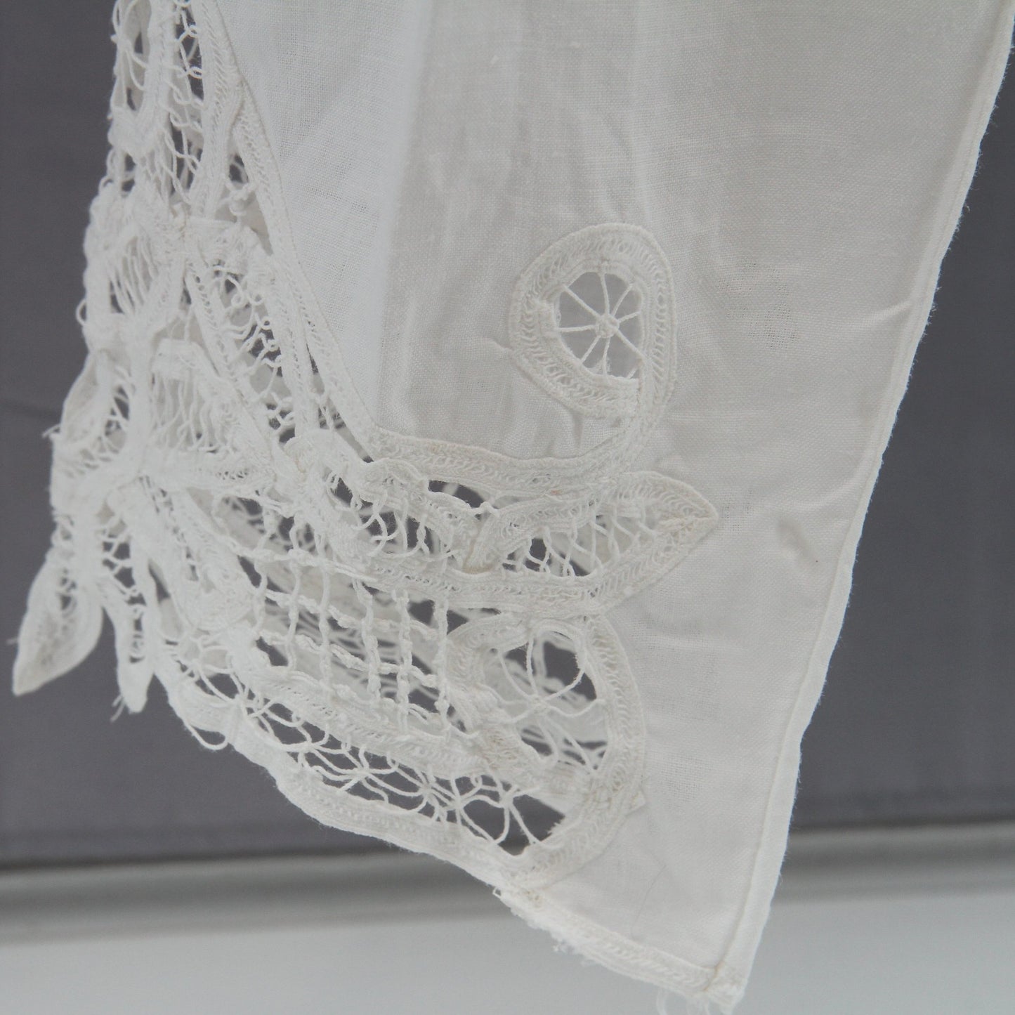 White Linen Womens Pant Suite, Matching Separates, Battenberg Lace