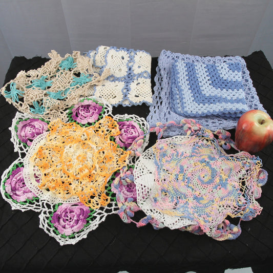 Colorful Collection of Eleven Crochet Pieces for Resale Crafts