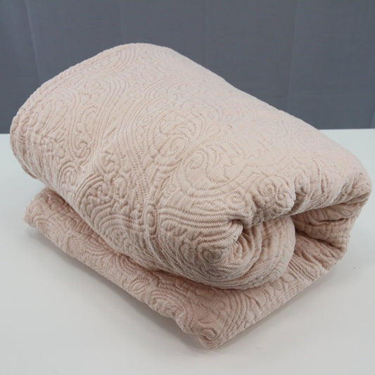 Pottery Barn Blush Pink Quilted Bedspread Pakistan  108 X 98 King