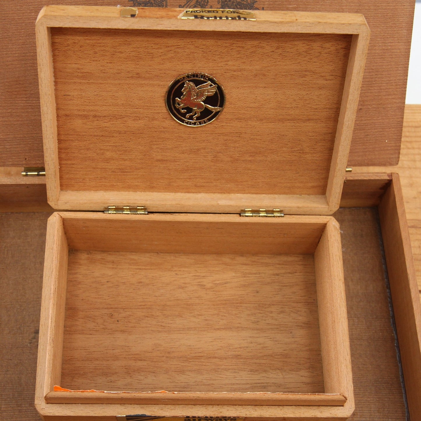Lot of Four Wood Wine Cigar Boxes for Crafts and Decor