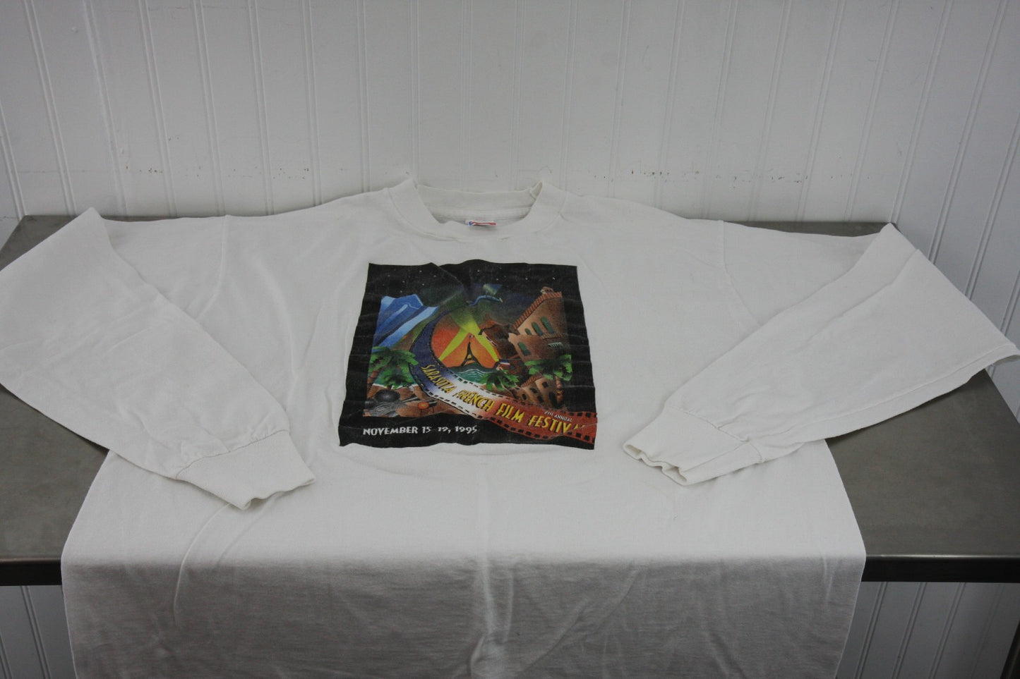 Pair Vintage Long Sleeve Tee Shirts Sarasota French Film Festival XL