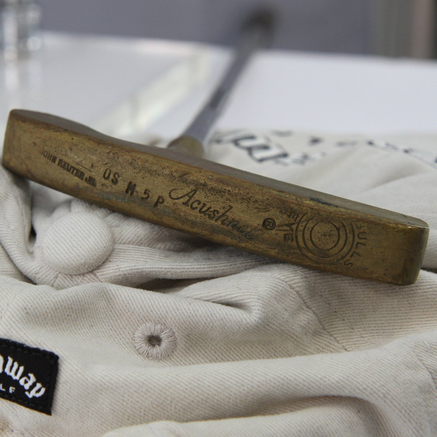 Acushnet Bulleye John Ritter Jr OS M5P Putter Brass Mallet Leather Grip Ambidex