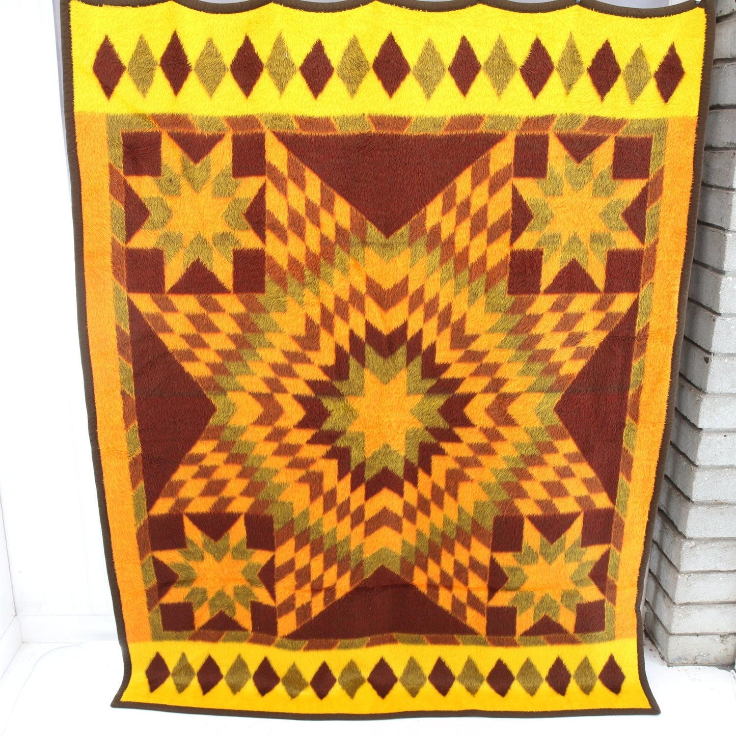Vintage Biederlack Reversible Geometric Throw Blanket West Germany 56W X 74L