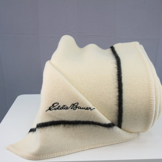 Vintage Eddie Bauer Early's Of Whitney Merino Wool Blanket England 70"W X 88"L