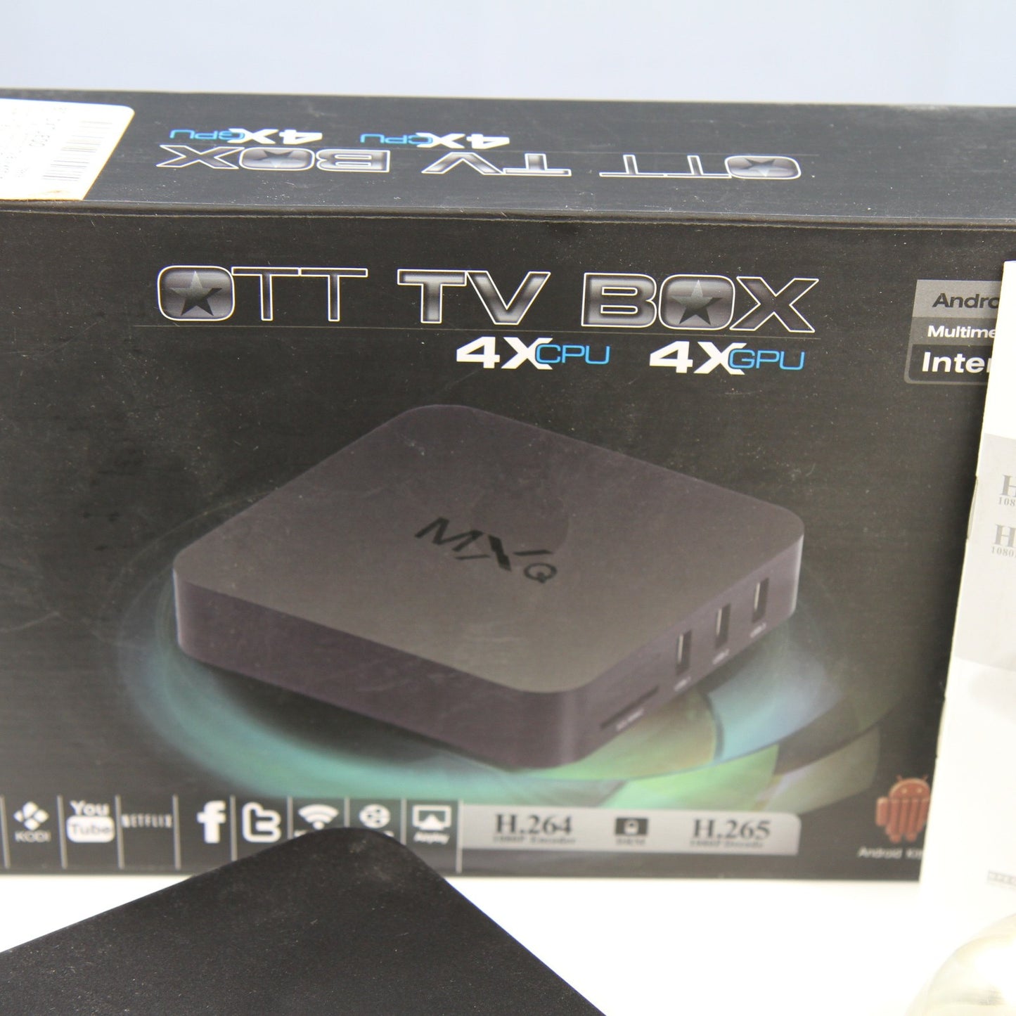 MXQ OTT TV Box 4x CPU GPU Android KitKat Internet TV Box With Remote