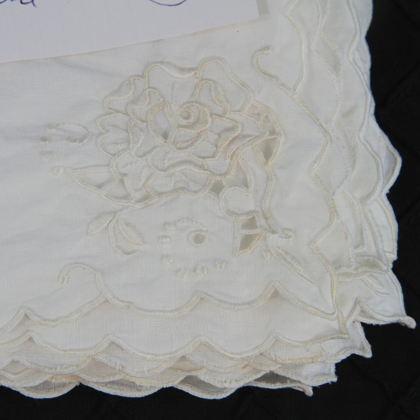 Vintage Two Sets Lunch Napkins Roses Butterfly Cut Work 19 Pieces