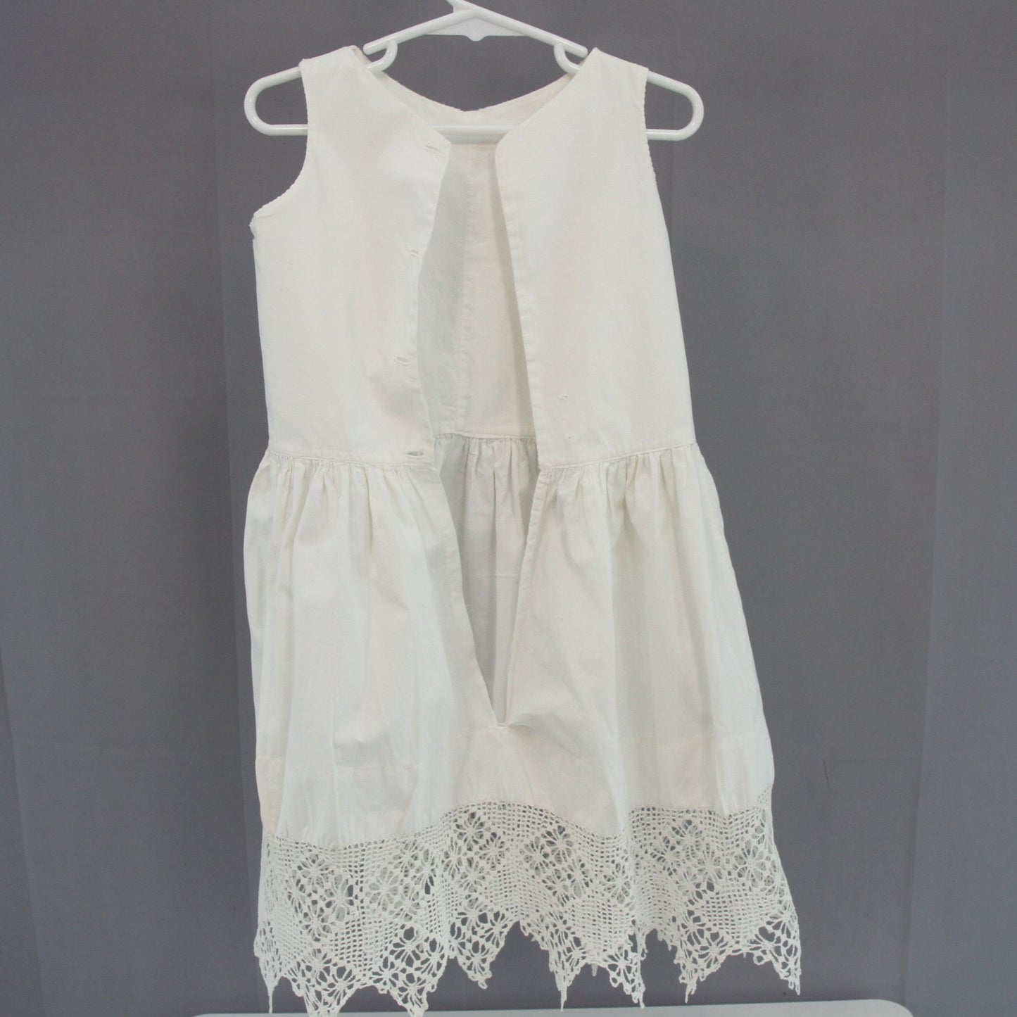 Vintage Childs Long White Dress Slip Hand Made Lace Hem