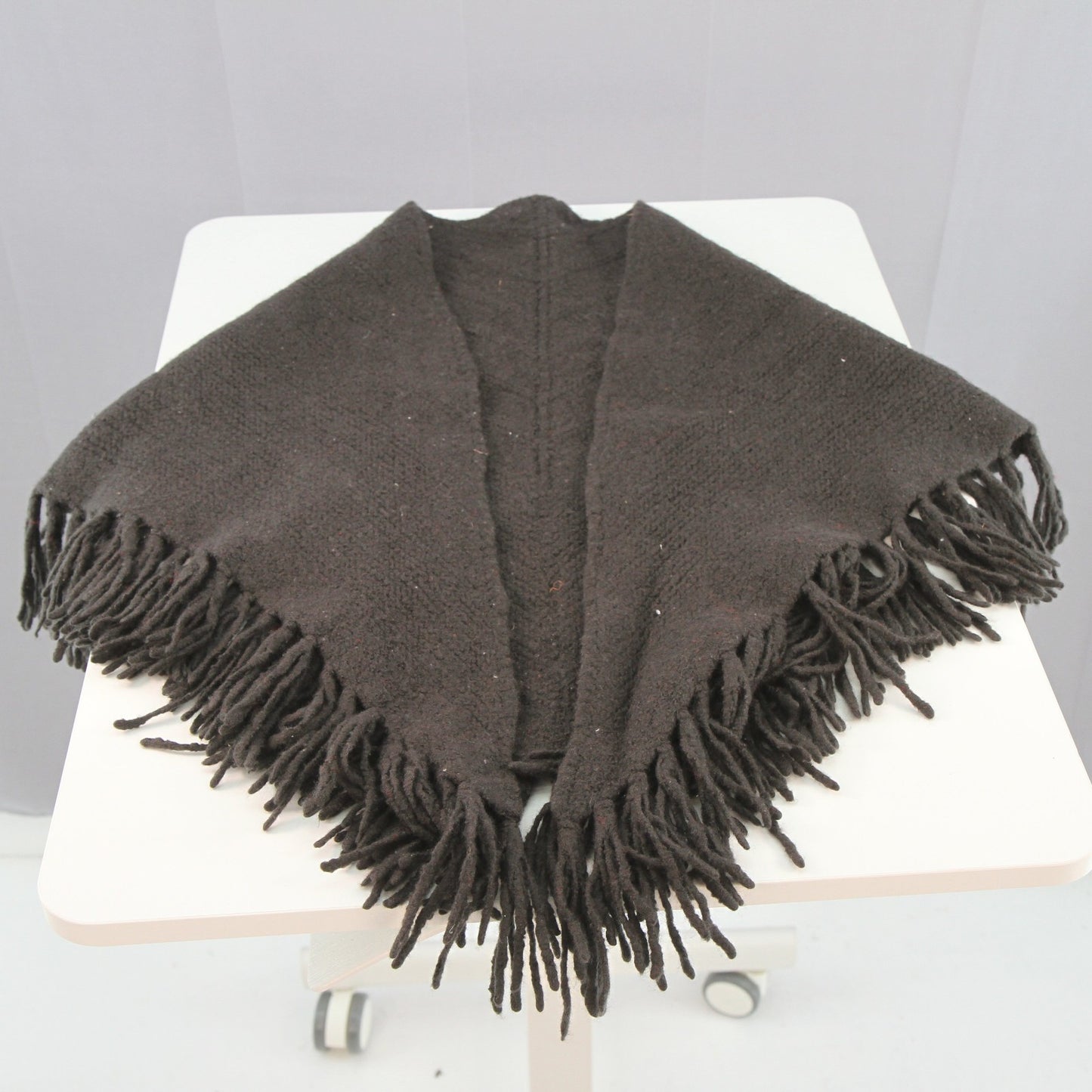 Unbranded Dense Heavy Crochet Triangle Fringled Shawl Wrap 54" X 33" X 33'