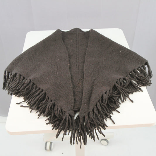 Unbranded Dense Heavy Crochet Triangle Fringled Shawl Wrap 54" X 33" X 33'