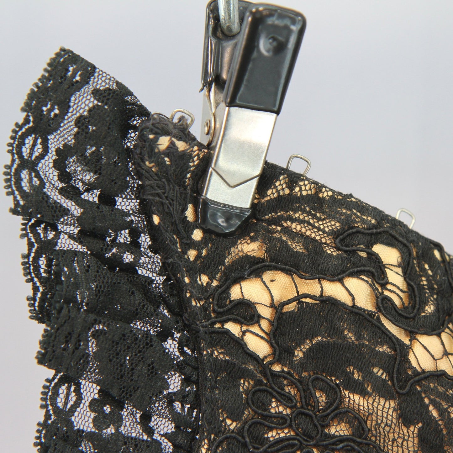 Vintage Mid Century Black Lace Satin Circus Performer Bustier
