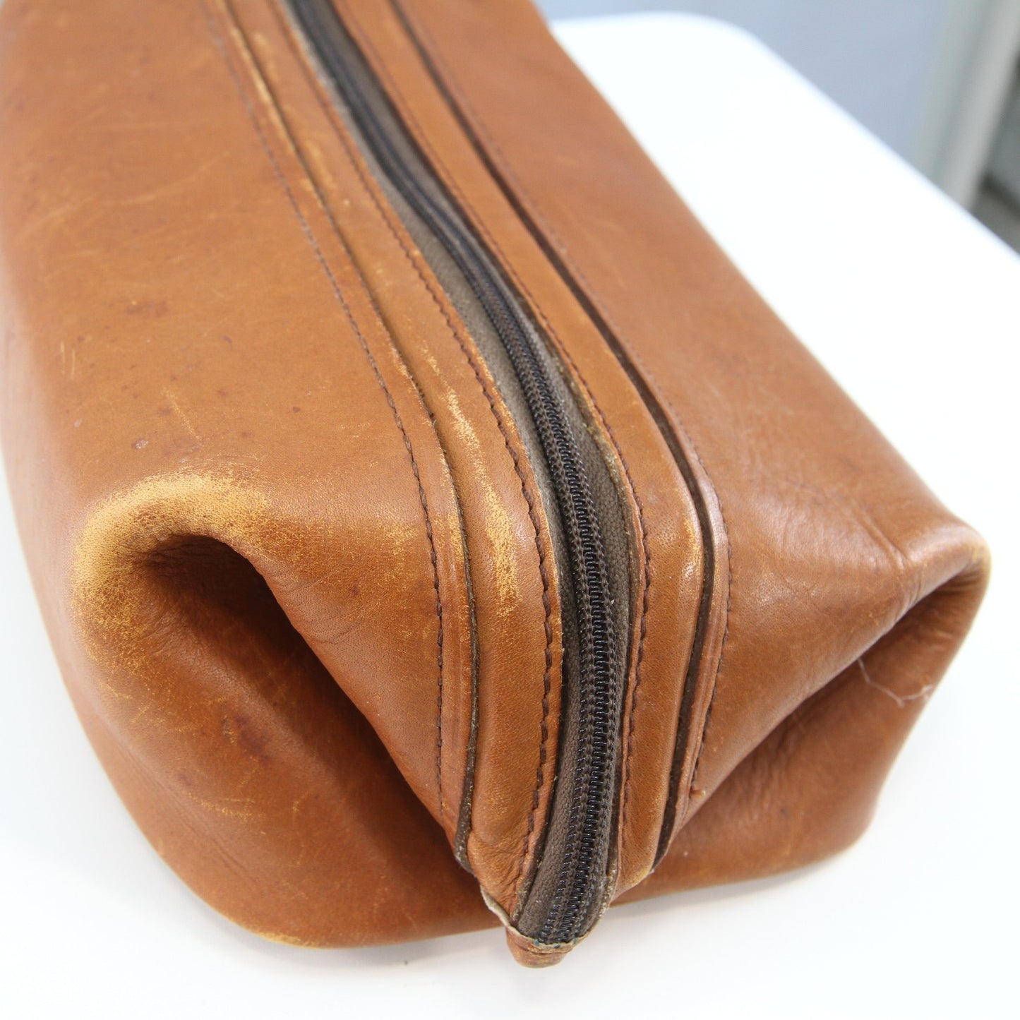 Vintage Renwick Mens Leather Toiletry Shaving Bag Canada 10" X 5.5" X 5.5"