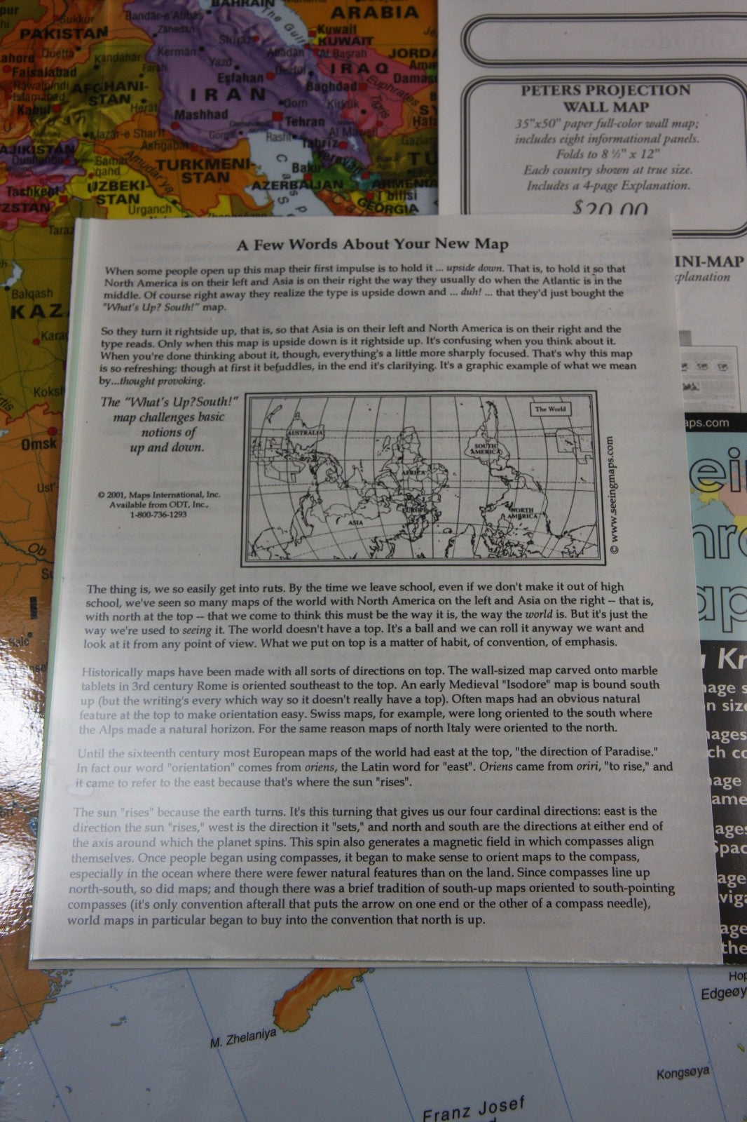 ODT Inc 2001 See Through Maps What's Up? South! World Map Laminated Map In Tube