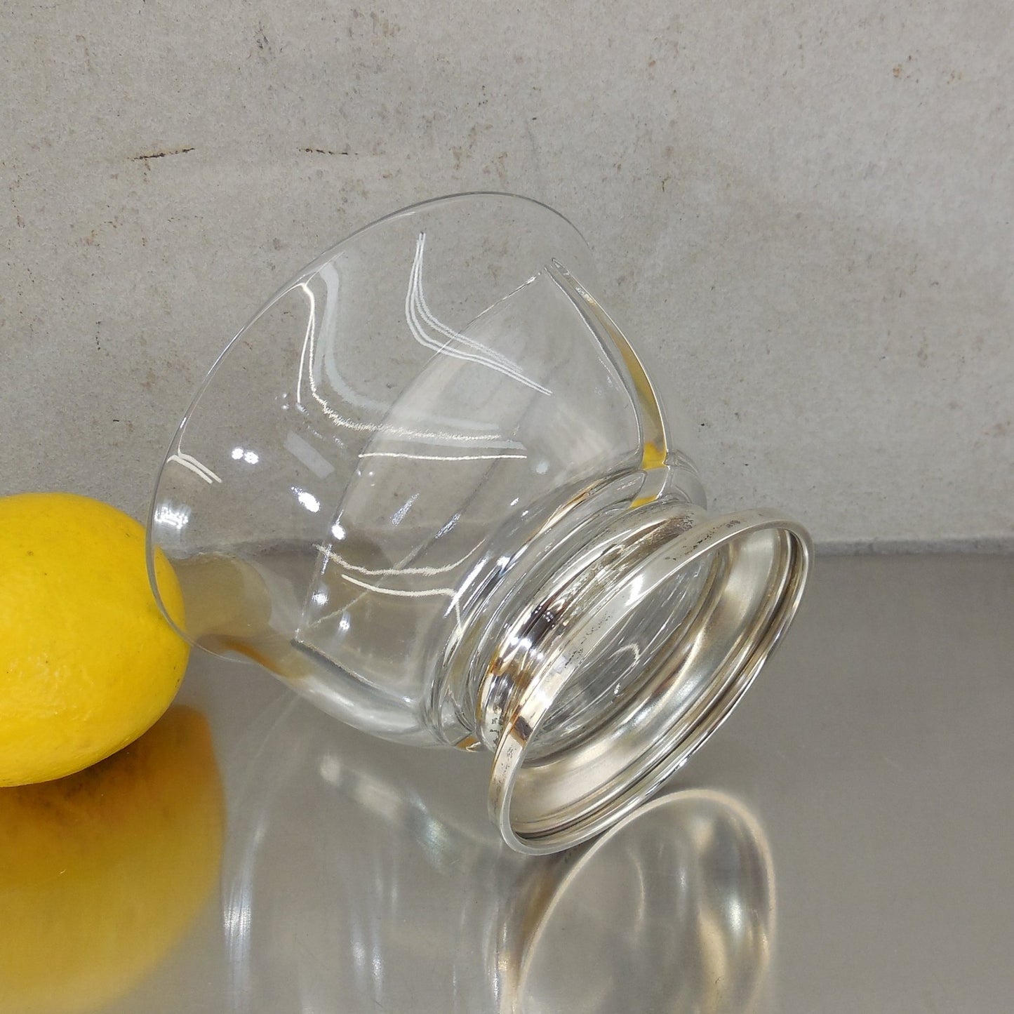 R. Blackington Sterling Silver Pedestal Divided Glass Relish Mayo Mustard Bowl