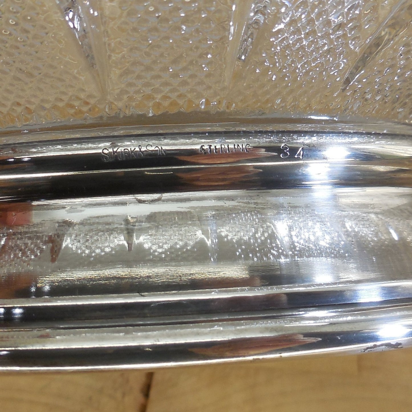 Vintage Kirk & Son Sterling Silver Base 11" Serving Bowl Diamond Point 34