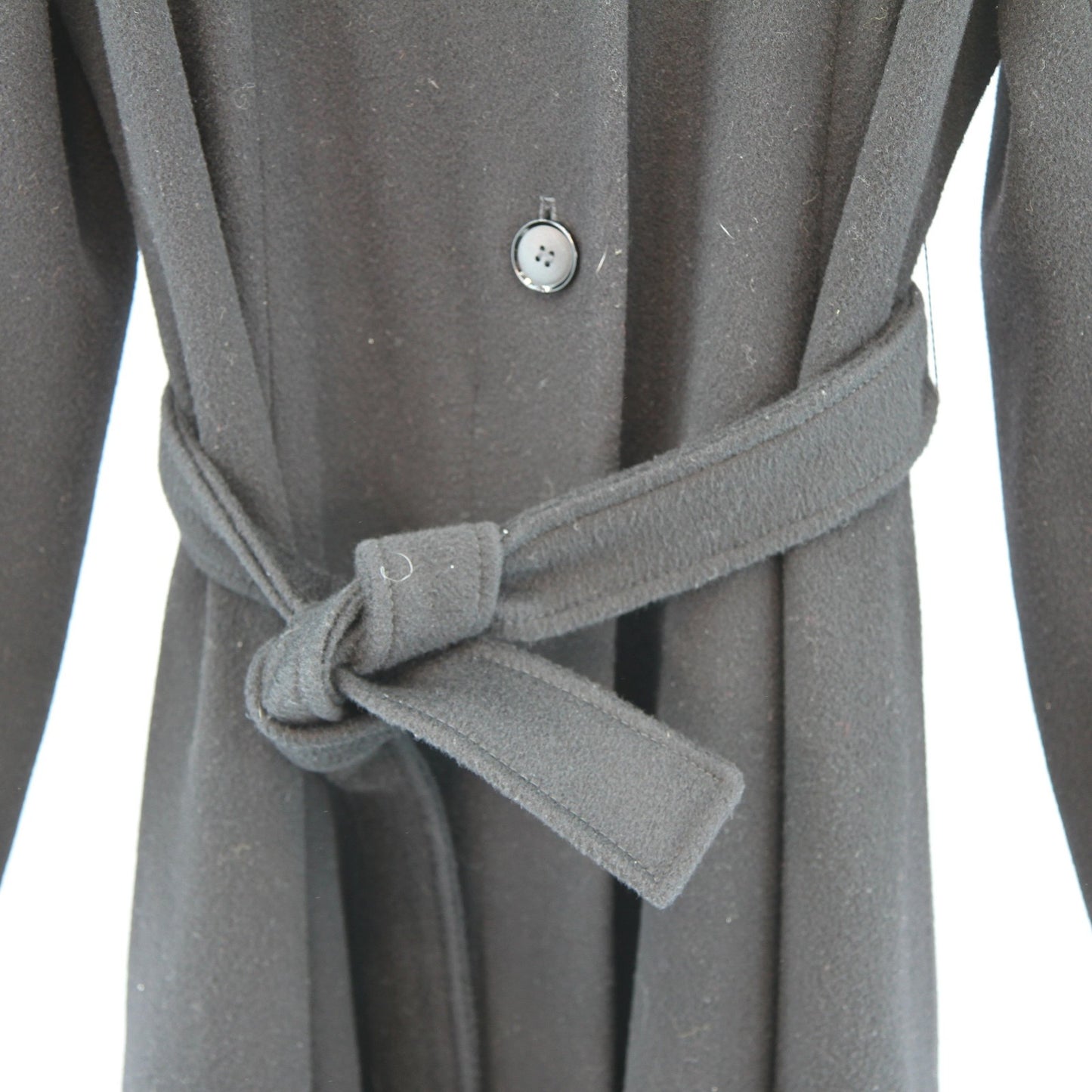 Vintage Designer Luba WomensBlack Wool Coat Princess Swing Mandarin Collar Small