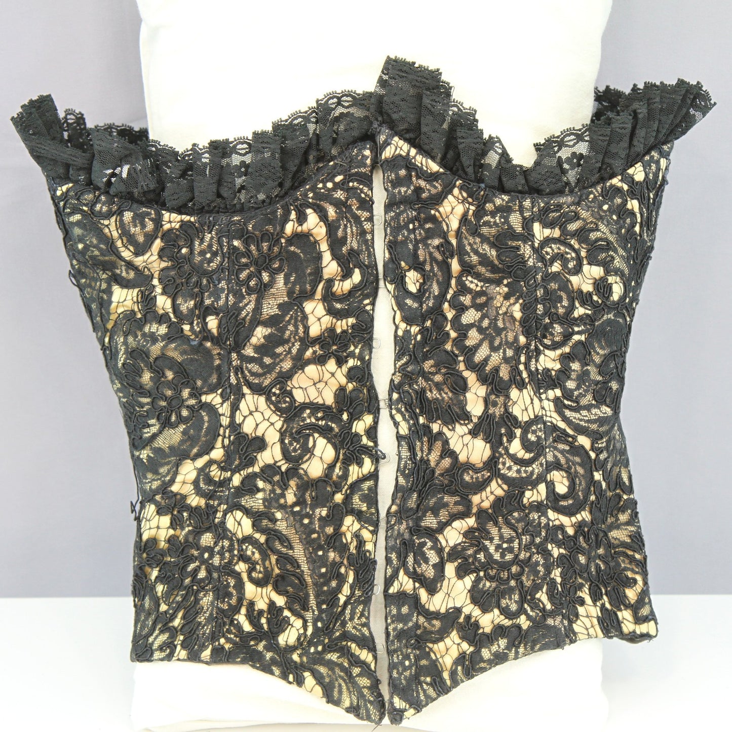 Vintage Mid Century Black Lace Satin Circus Performer Bustier