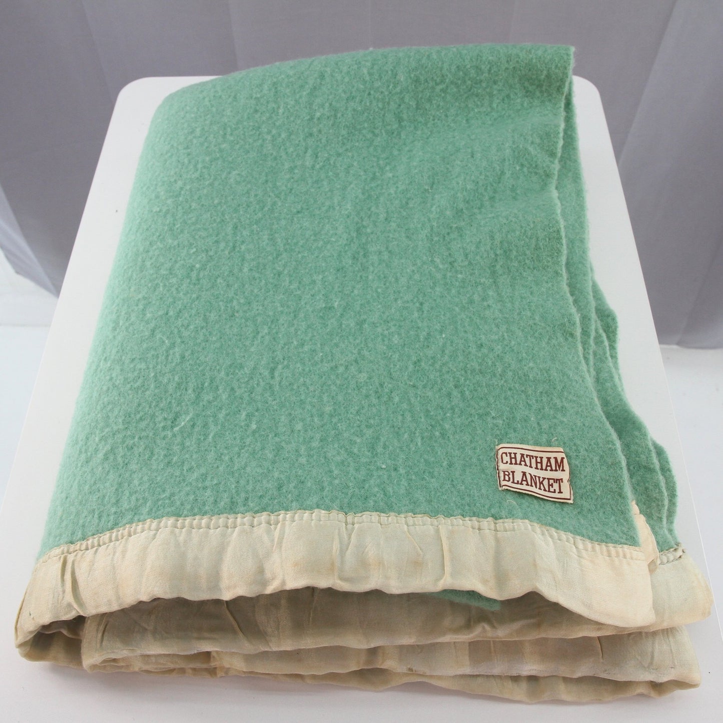 Vintage Chatham Wool Blanket Solid Green 56W X 68L